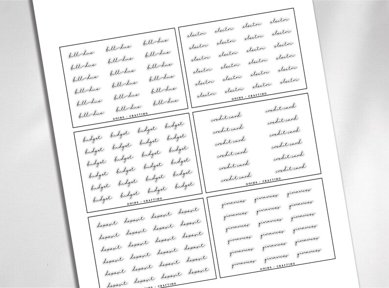 FINANCE Cursive Scripts, Minimal Planner Stickers, Journal Stickers ...