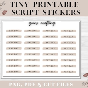 MICRO Pay Day script stickers, script header stickers, minimal planner stickers, journal stickers, functional stickers, digital stickers