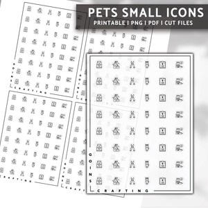SMALL pet care icons, minimal icon stickers, minimal planner stickers, journal stickers, functional stickers, printable stickers