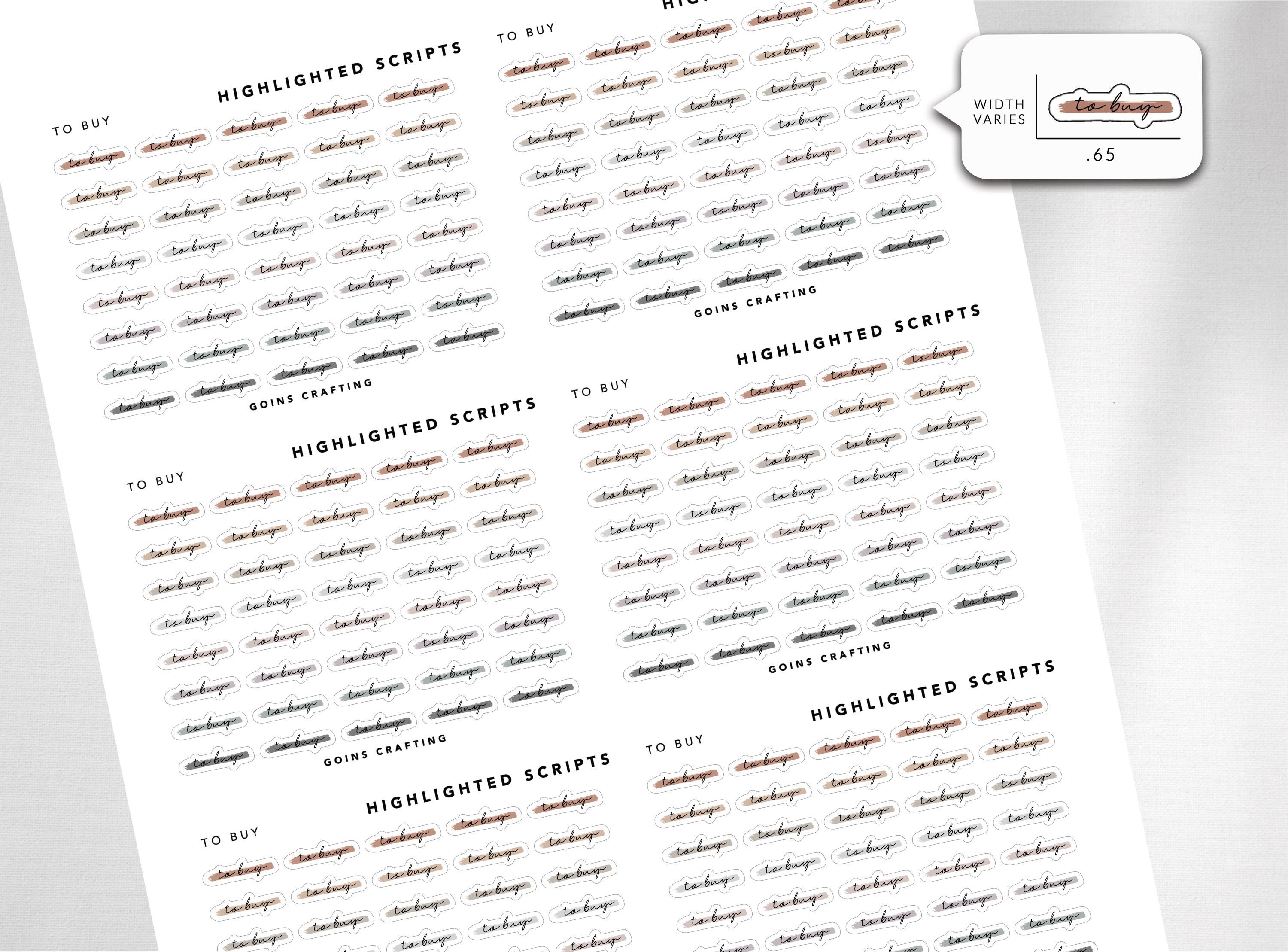 TO BUY Cursive Highlighted Scripts, Minimal Planner Stickers, Journal ...