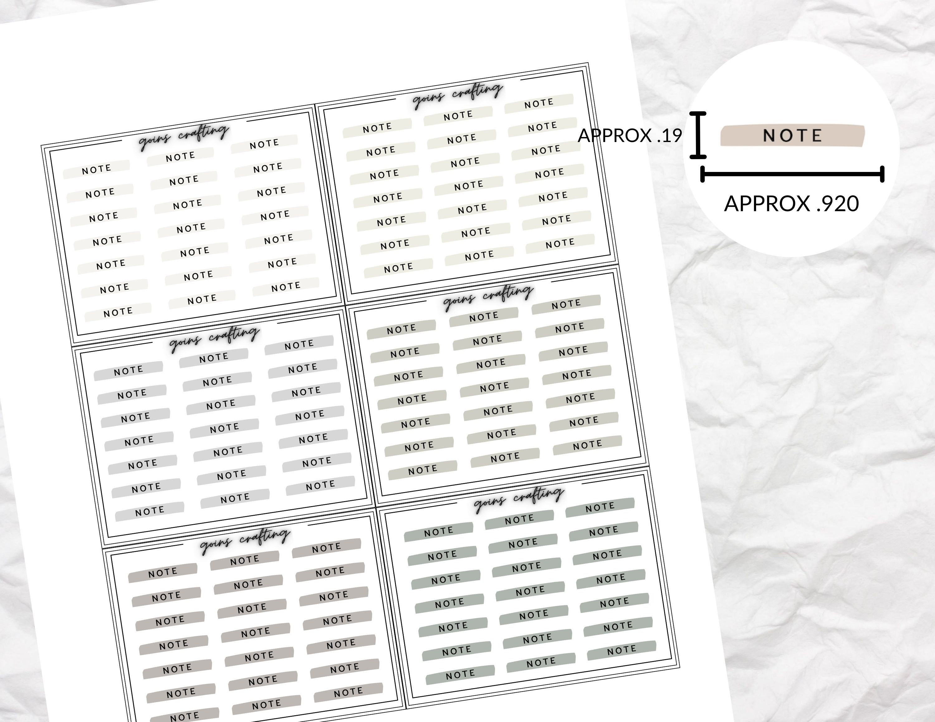 Note Script Stickers, Script Header Stickers, Minimal Planner Stickers ...