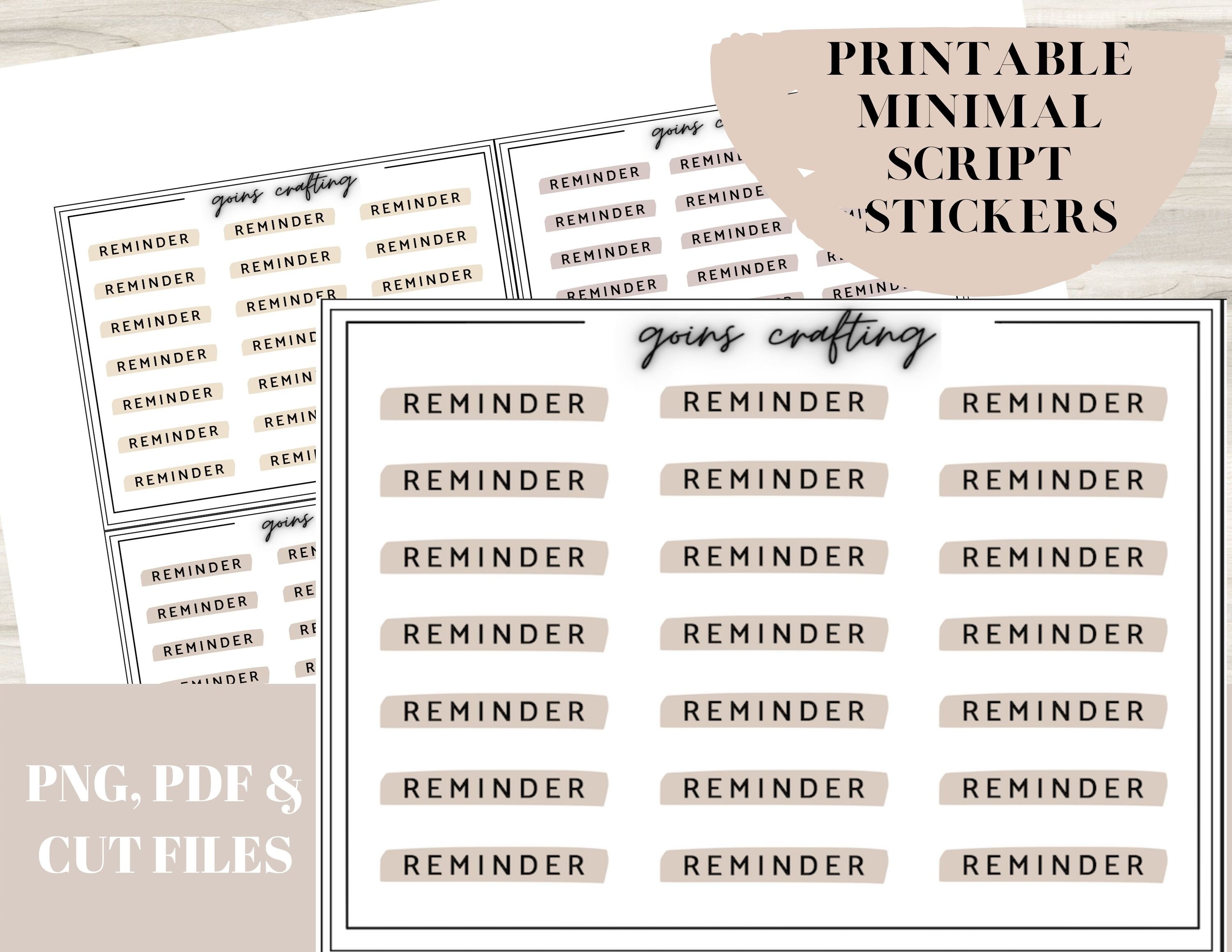 Reminder Script Stickers, Script Header Stickers, Minimal Planner ...