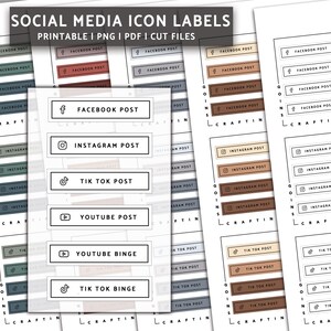 social media Icon label,hobonichi stickers,monthly labels,minimal planner stickers, journal stickers, functional stickers, printable sticker