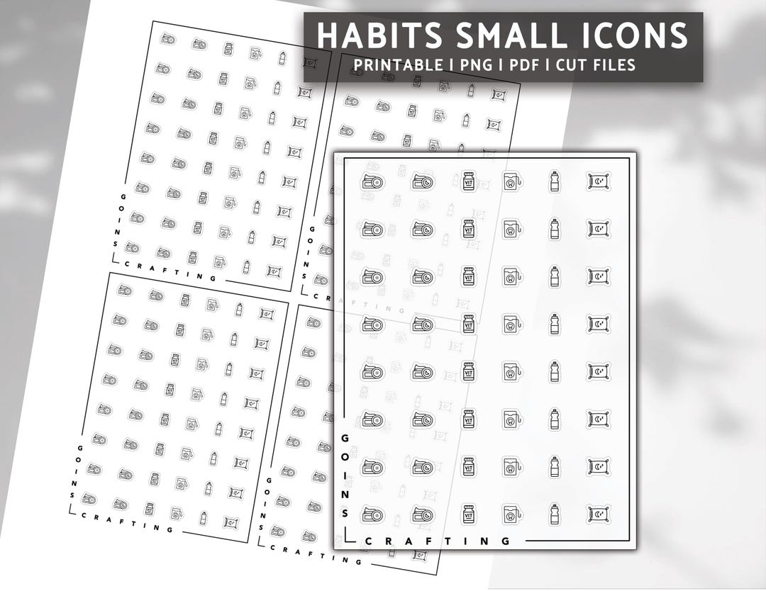 SMALL Habits Icons, Minimal Icon Stickers, Minimal Planner Stickers ...