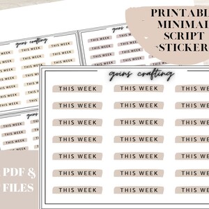 This Week script stickers, script header stickers, minimal planner stickers, journal stickers, functional stickers, digital stickers,