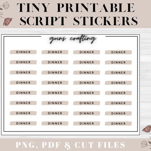 MICRO Dinner stickers, script header stickers, minimal planner stickers, journal stickers, functional stickers, digital stickers