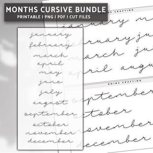 Månader typsnitt #2 Bundle, minimalistiska plannerklistermärken, journalklistermärken, funktionella klistermärken, digitala klistermärken, bullet journal-klistermärken