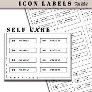 self  care Icon label,hobonichi stickers,monthly labels,minimal planner stickers, journal stickers, functional stickers, printable stickers