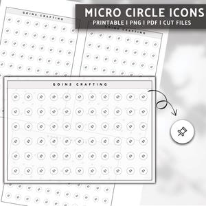 May include: Printable sheet of small circle icons. The sheet is divided into three sections, each labeled "Goins Crafting". The circles are arranged in a grid pattern.