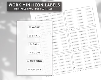 Mini icon labels work, minimal planner stickers, journal stickers, functional stickers, printable stickers