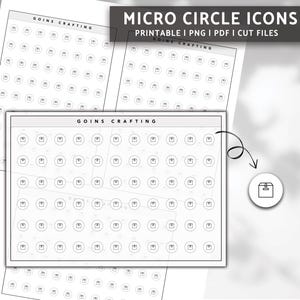 MICRO package circle icons, minimal icon stickers, minimal planner stickers, journal stickers, functional stickers, printable stickers