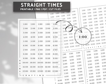 Time number stickers straight 1, hobonichi stickers, minimal planner stickers, functional stickers, bullet journal stickers,