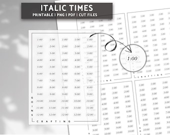 Time number stickers italic, hobonichi stickers, minimal planner stickers, functional stickers, bullet journal stickers,