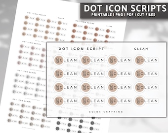 Skrypty ikon CLEAN Dot, naklejki do minimalistycznego planera, naklejki do dziennika, naklejki funkcjonalne, naklejki cyfrowe, dziennik punktowy