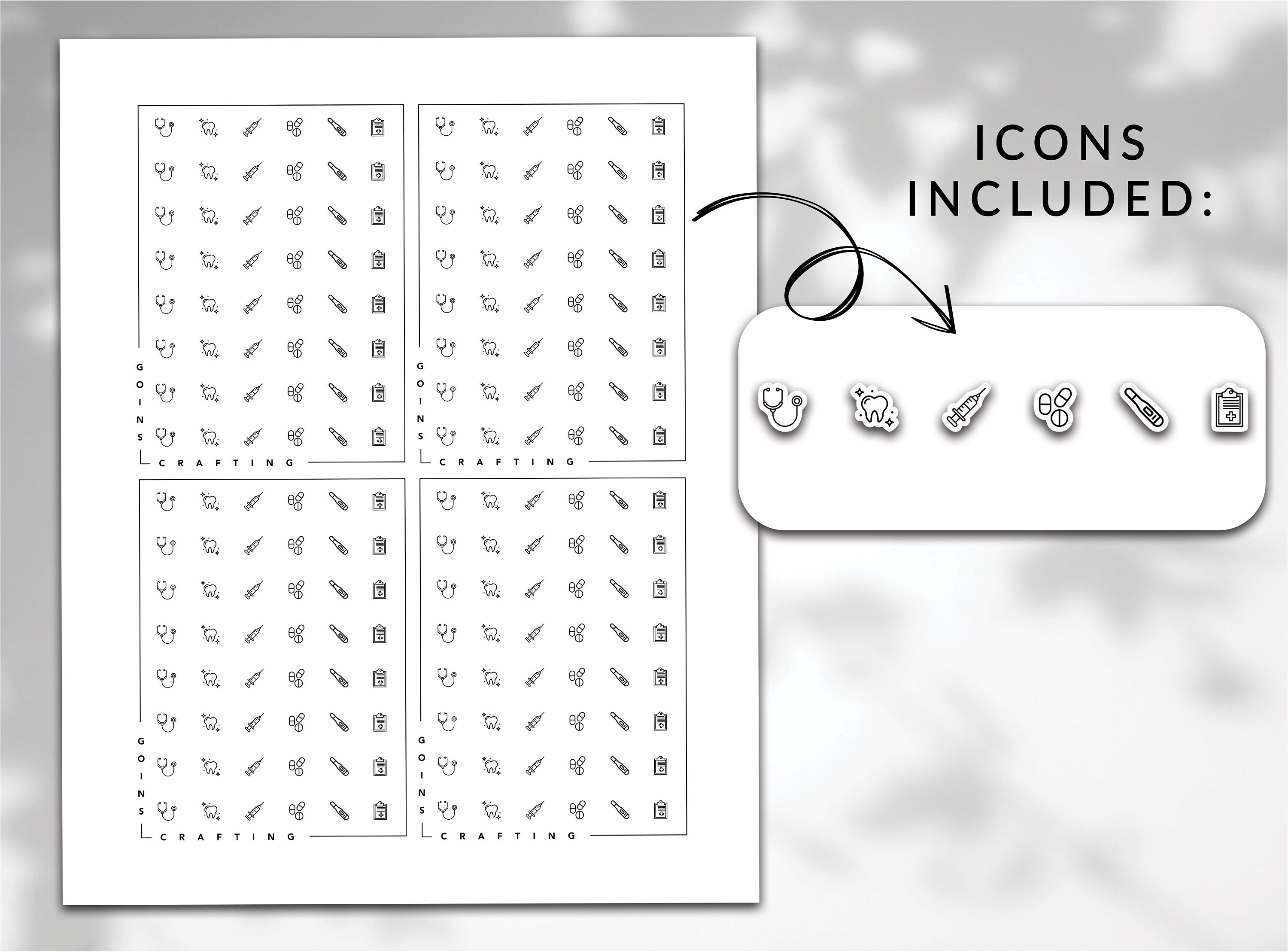 SMALL Medical Icons, Minimal Icon Stickers, Minimal Planner Stickers ...