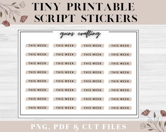 MICRO This Week script stickers, script header stickers, minimal planner stickers, journal stickers, functional stickers, digital stickers