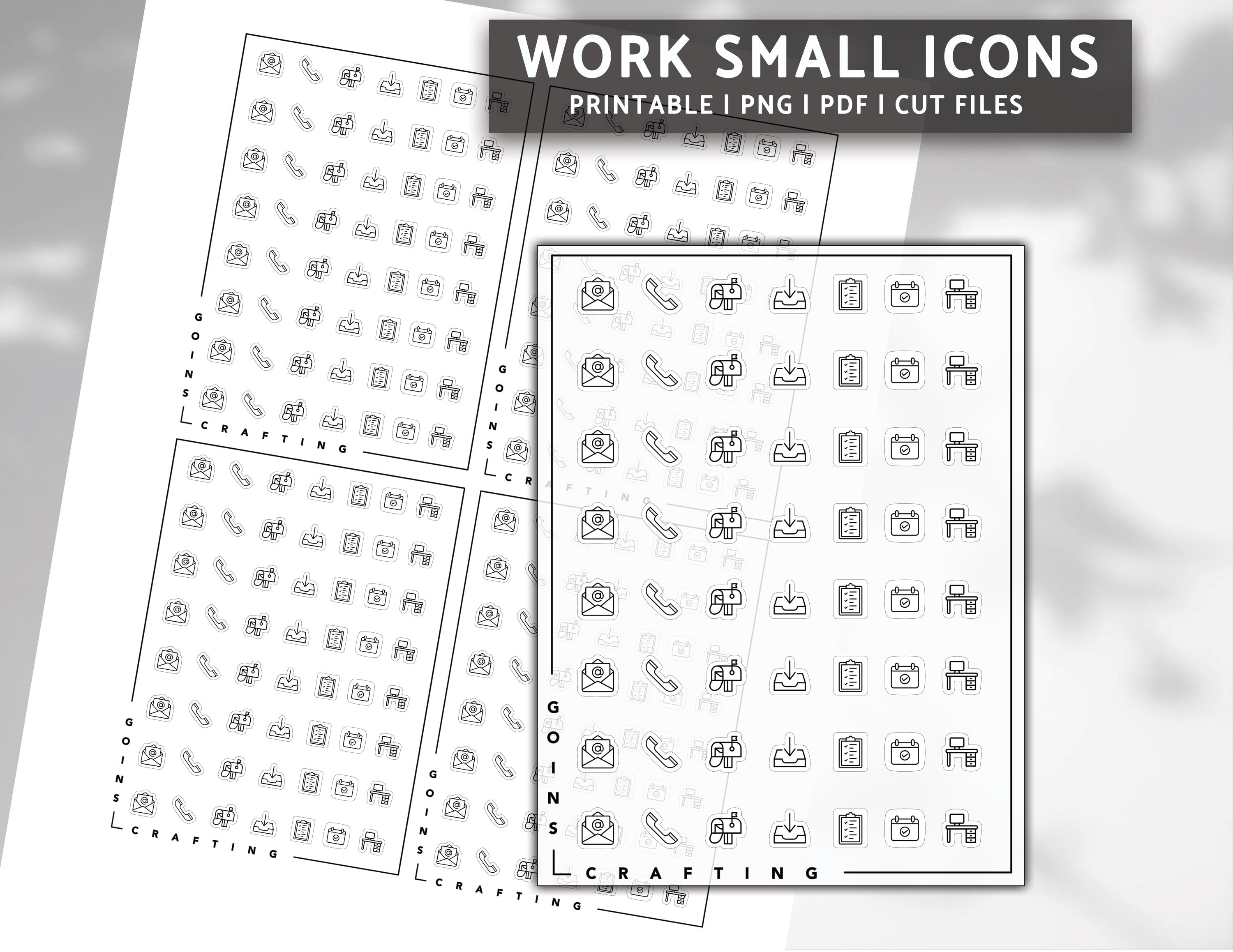SMALL Work Icons, Minimal Icon Stickers, Minimal Planner Stickers ...
