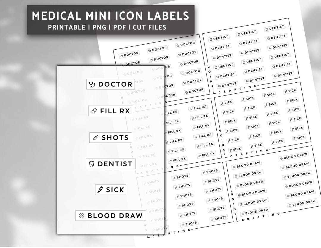 Mini Icon Labels Medical, Minimal Planner Stickers, Journal Stickers ...