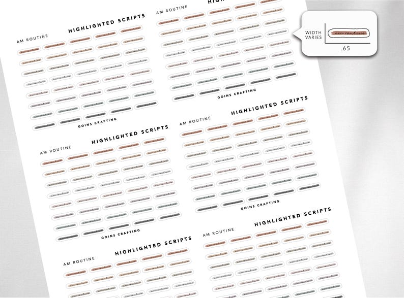 Weekend Routine In Cursive AM ROUTINE Cursive Highlighted Scripts, Minimal Planner Stickers ...