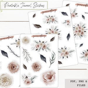 January Florals Journal Sticker Kit, journaling stickers, bullet journal, digital stickers, digital planning, deco stickers