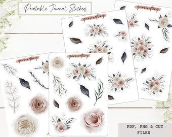 January Florals Journal Sticker Kit, journaling stickers, bullet journal, digital stickers, digital planning, deco stickers