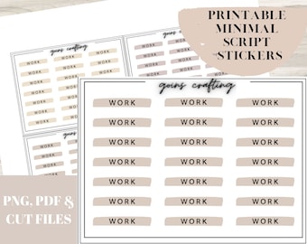 Work script stickers, script header stickers, minimal planner stickers, journal stickers, functional stickers, digital stickers,