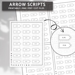 AM & PM arrow script stickers, minimal planner stickers, functional stickers, bullet journal stickers, hobonichi stickers