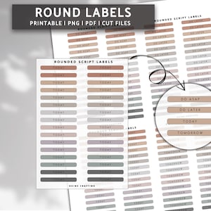 May include: Printable round labels with different colors and text, including "DO ASAP", "DO LATER", "TODAY", and "TOMORROW".