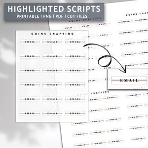 EMAIL Highlighted Script, minimal planner stickers, journal stickers, functional stickers, digital stickers, bullet journal stickers