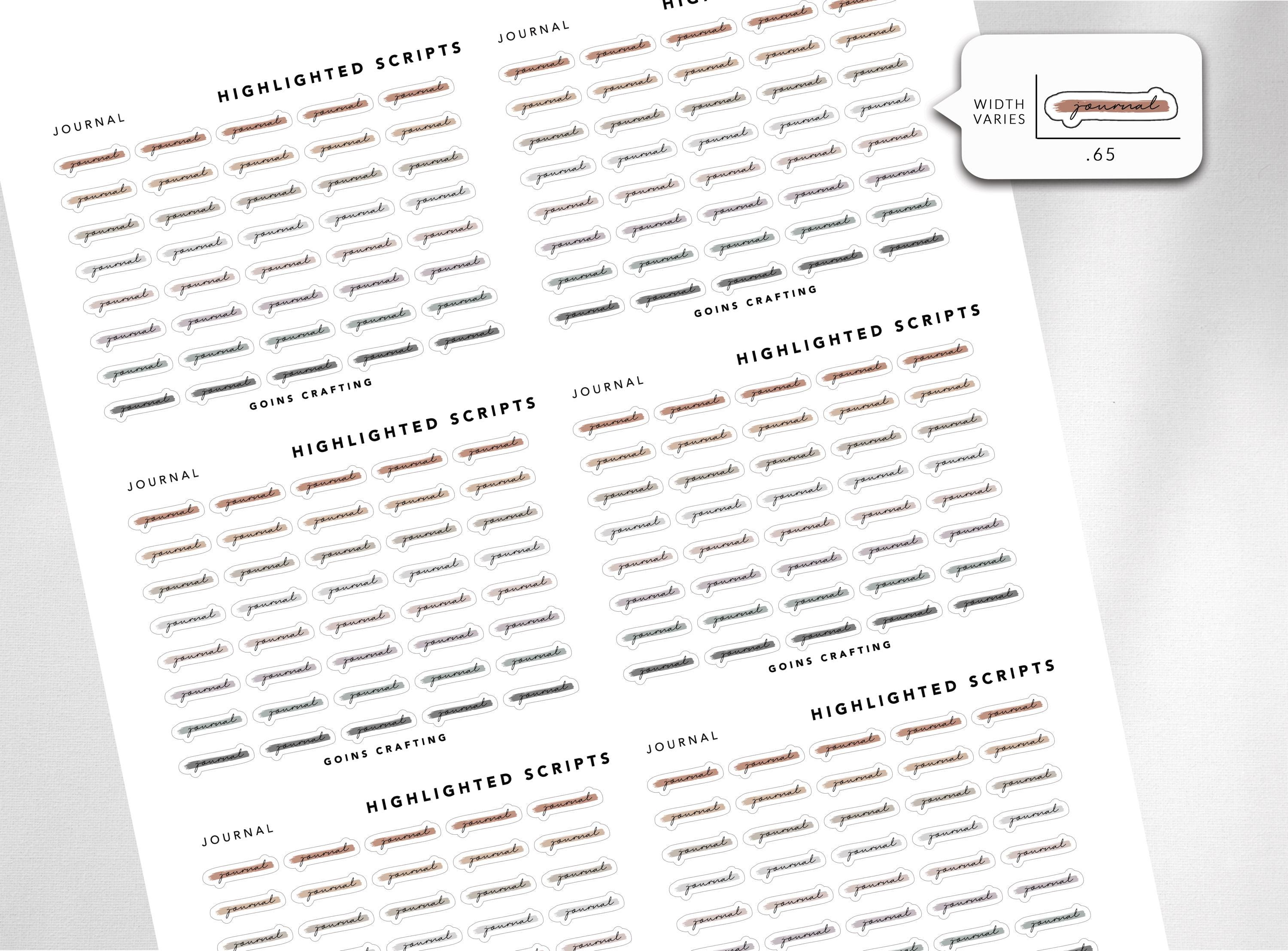JOURNAL Cursive Highlighted Scripts, Minimal Planner Stickers, Journal ...