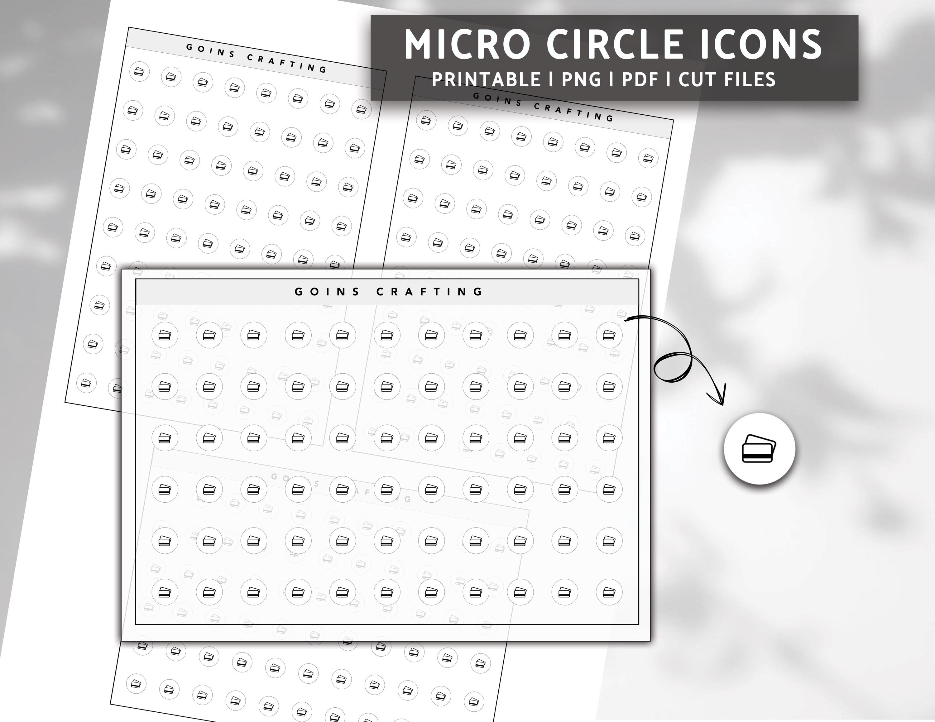 MICRO Card Circle Icons, Minimal Icon Stickers, Minimal Planner ...