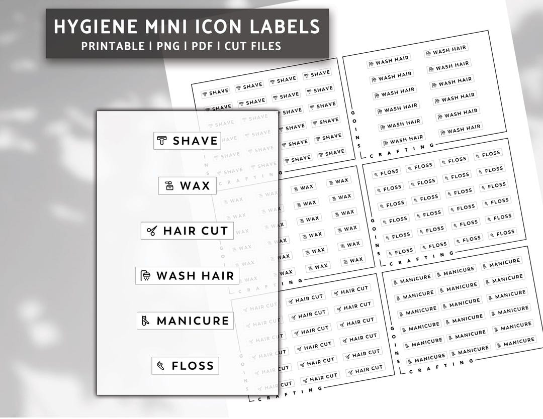 Mini Icon Labels Hygiene, Minimal Planner Stickers, Journal Stickers ...