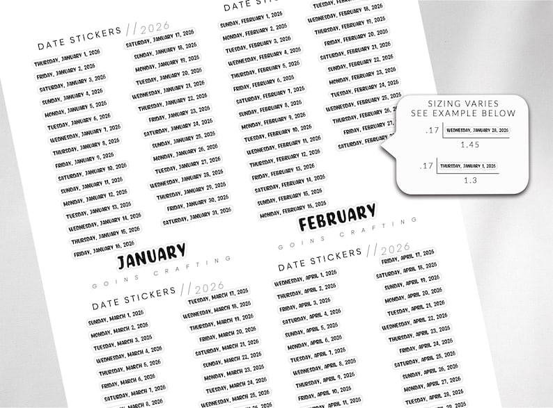 Issue Date Sticker 2026 LONG Date Stickers BOLD, Minimal Planner Stickers, Journal ...