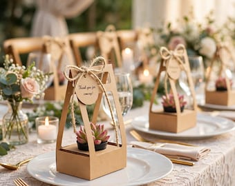 10-100 Live Succulent Favors + Kraft Box + Accessories Wedding | Baby Shower | Bridal Shower | Birthday Party | Client Thank You Gifts