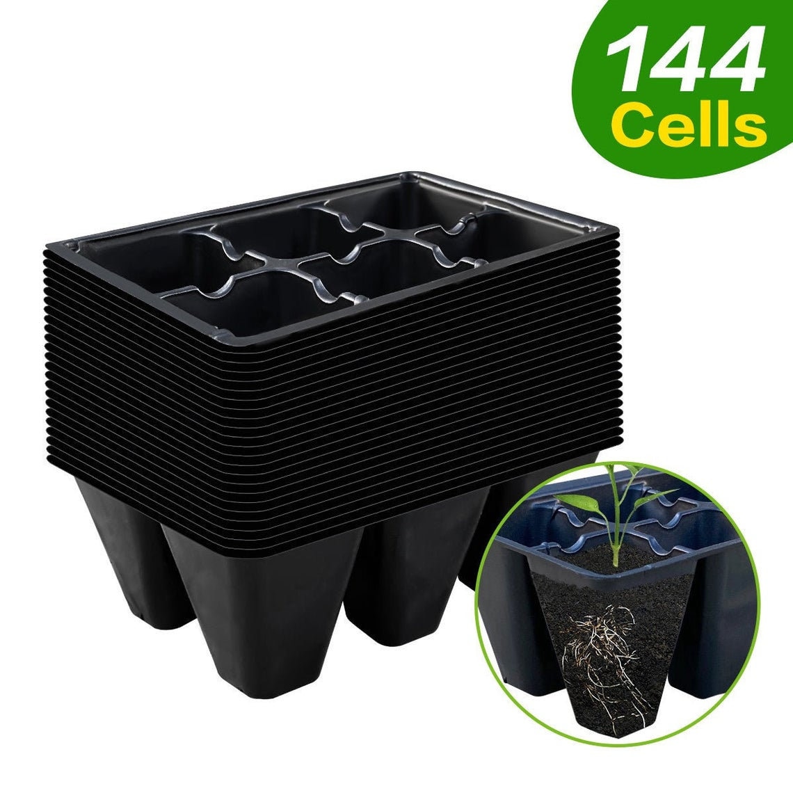 144 Cells 24 Trays 6 Cells Seedling Start Trays with Drain Etsy