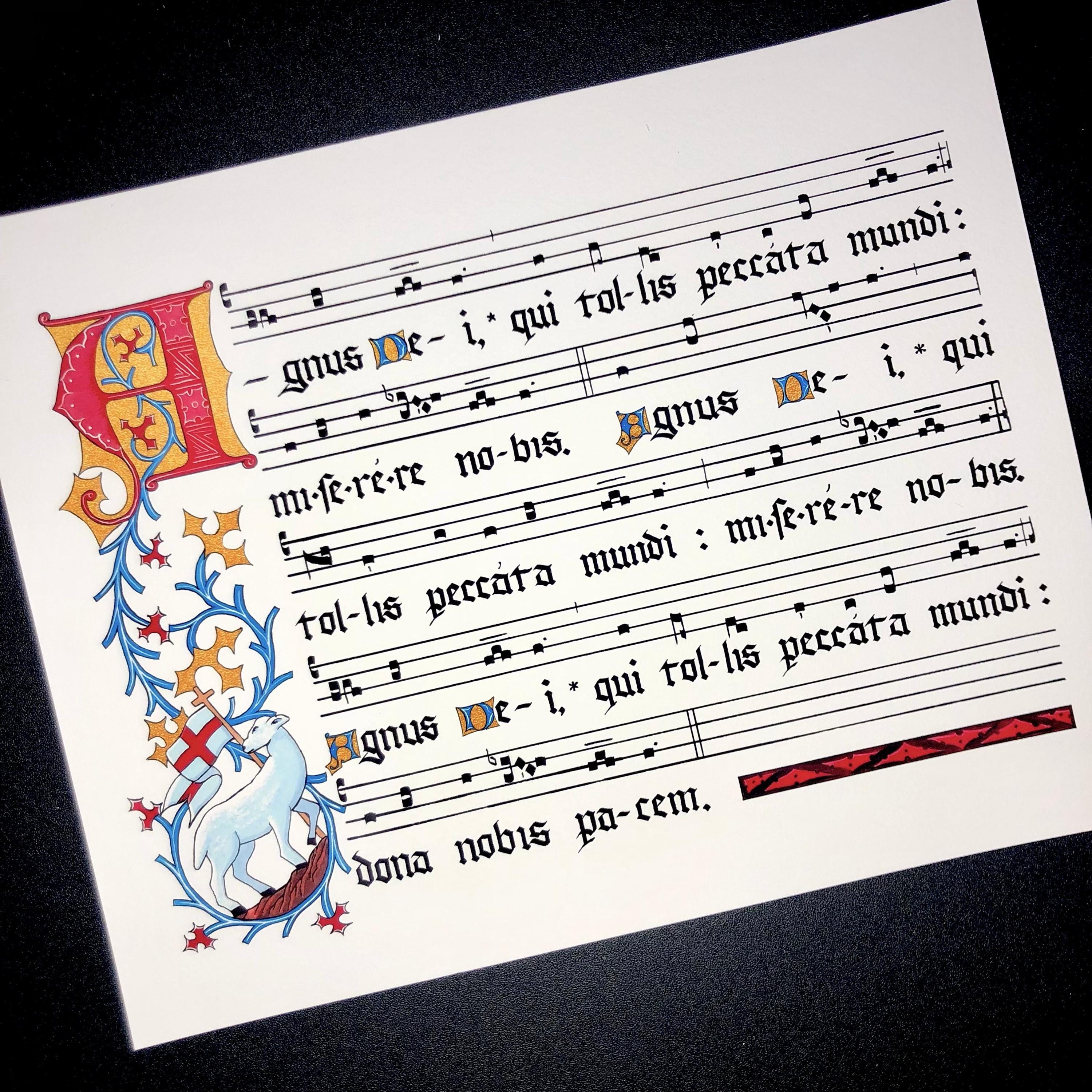 Agnus Dei Print: Illuminated Gregorian Chant, Catholic Music Art - Etsy