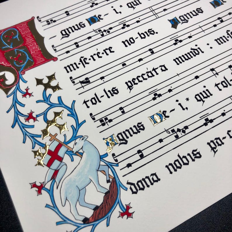Agnus Dei Print: Illuminated Gregorian Chant, Catholic Music Art - Etsy