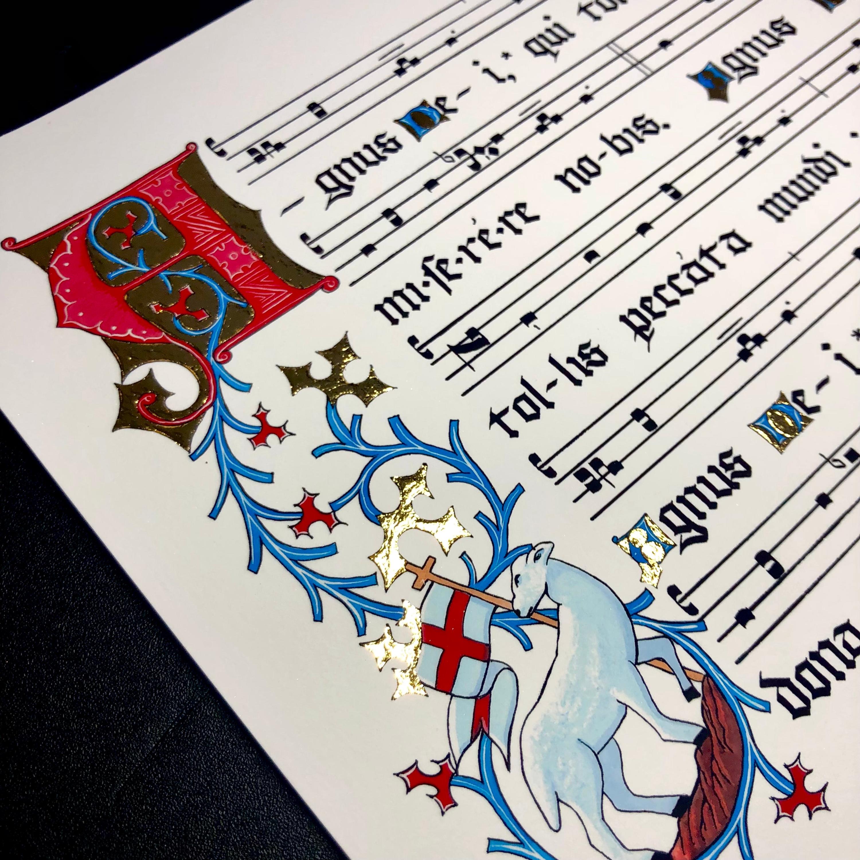 Agnus Dei Print: Illuminated Gregorian Chant, Catholic Music Art - Etsy