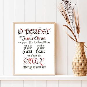 O PRÊTRE - oeuvre d'art murale pour sacristie - prière avant la messe, cadeau pour le clergé catholique, art de la calligraphie, cadeau d'ordination ou anniversaire de prêtre