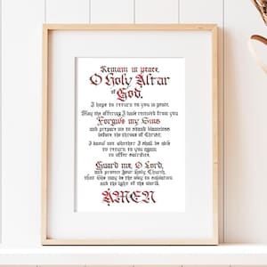 Adieu à l'autel - Carte de prière calligraphique pour prêtres, après la messe - Carte de prière catholique maronite, cadeau pour prêtre, sainte communion