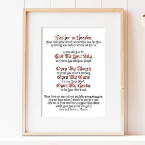 Scheda di preghiera per chierichetto prima della messa - Stampa calligrafica per chierichetto, chierichetta - Decorazione della sacrestia della chiesa cattolica