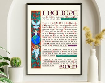Nicene Creed Art Print: Illuminated Gothic Calligraphy, Sacred Christian Wall Decor