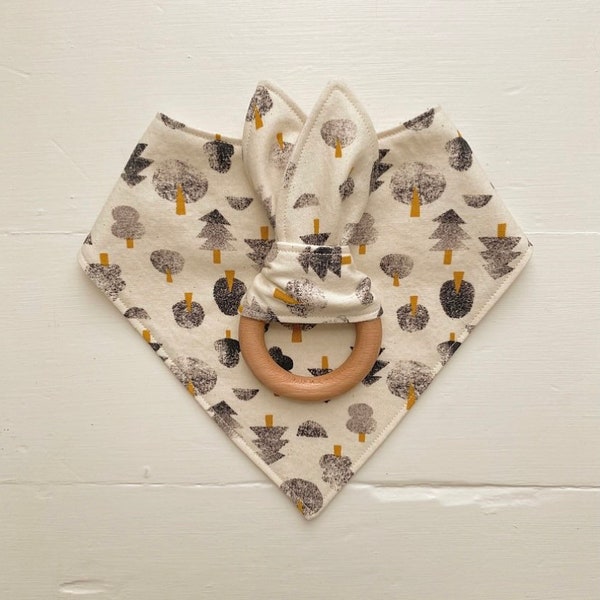 Cotton Bandana Bib, Bunny Ear Teether