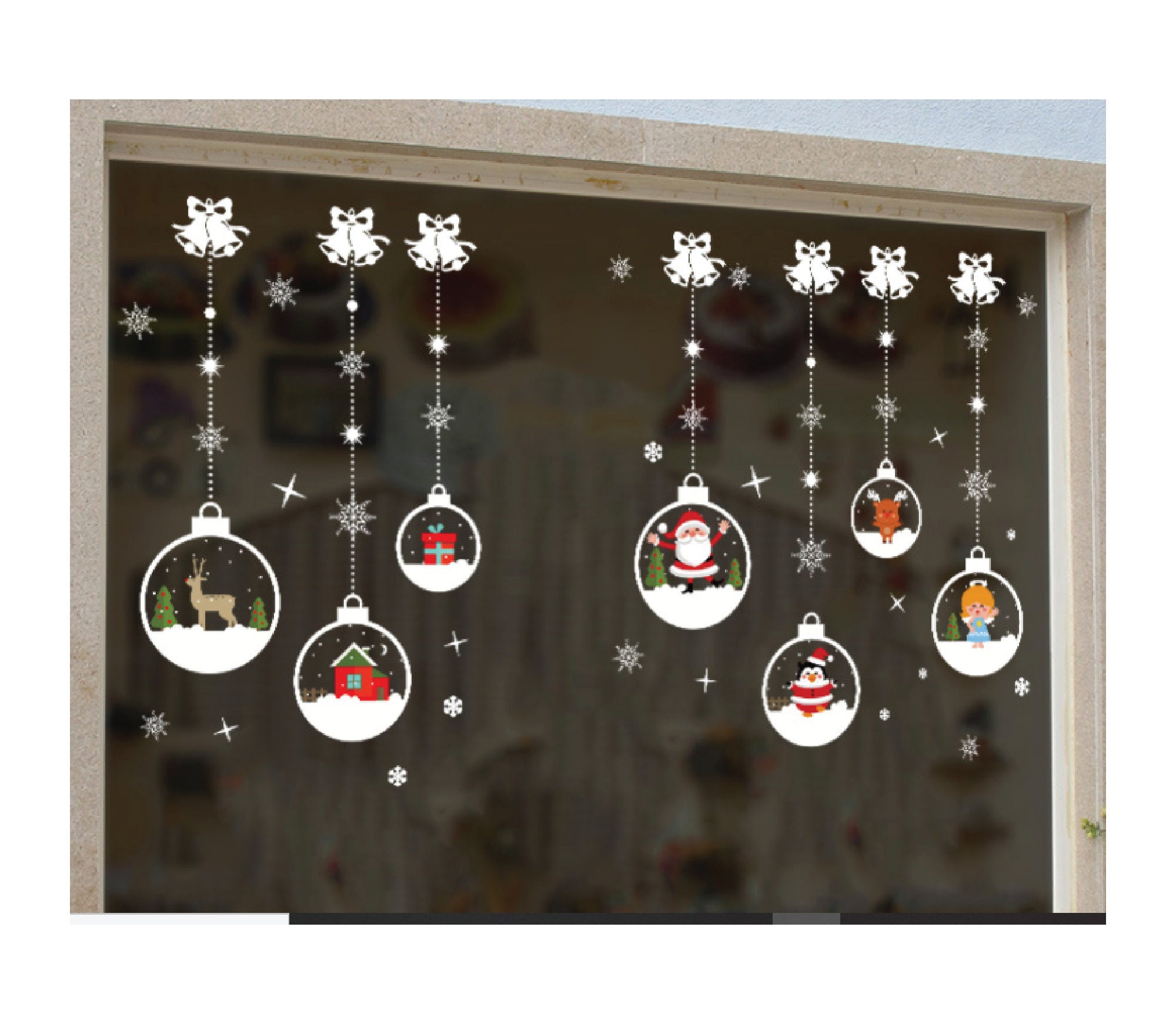 WallysWalls Kerst Raam Stickers Holiday Decoraties Santa Claus Etsy