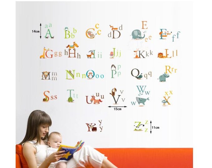 Nursery ABC Wall Stickers Letter Decals for Kids Fabric Wall Decals ...