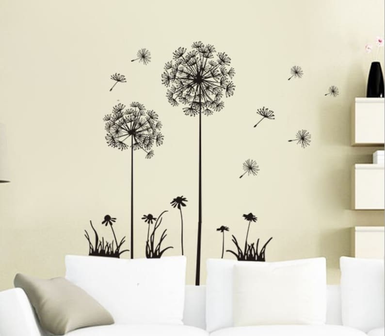 Flower Wall Decal Wall Stickers Dandelion Art Decor Vinyl Large Peel