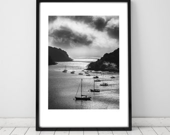 Mouth of the River Dart -  Limited Edition Black & White Fine Art Print Featuring Dartmouth Castle and Kingswear