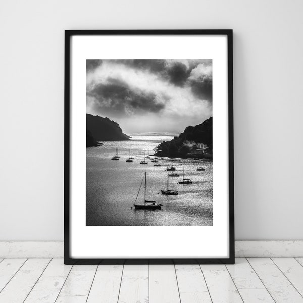 Mouth of the River Dart -  Limited Edition Black & White Fine Art Print Featuring Dartmouth Castle and Kingswear