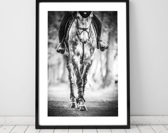 Hacking Out - Limited Edition Black & White Equestrian Fine Art Print by Scott Matthews. Horse Riding Wall Art