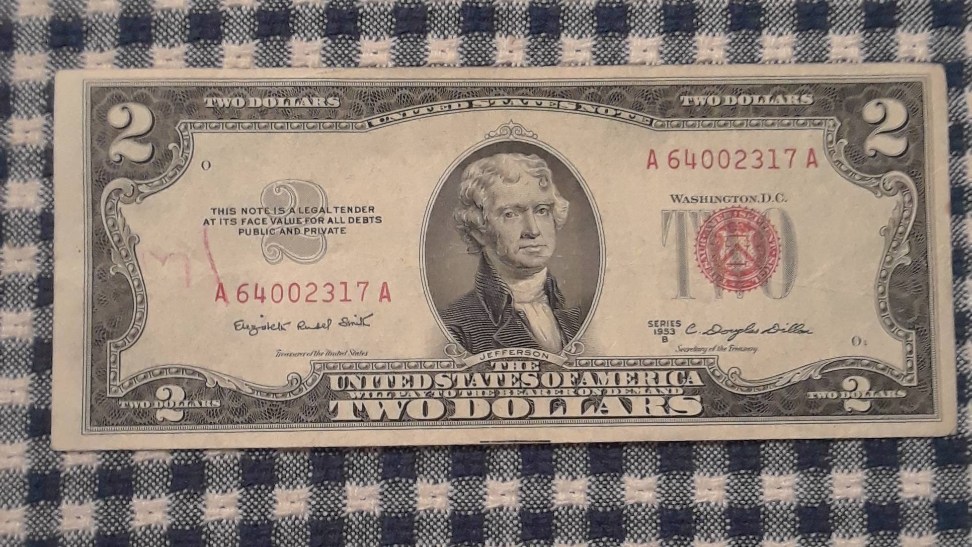 1953b 2 dollar bill